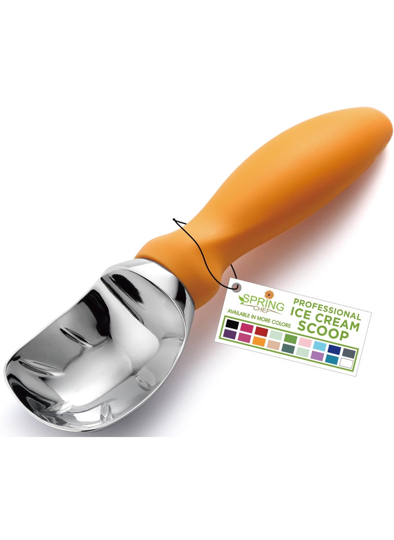 Spring Chef Spring Chef Ice Cream Scoop with Soft Grip Handle Professional Heavy Duty Sturdy Scooper Premium Kitchen Tool for Cookie Dough Gelato Sorbet Mango 
