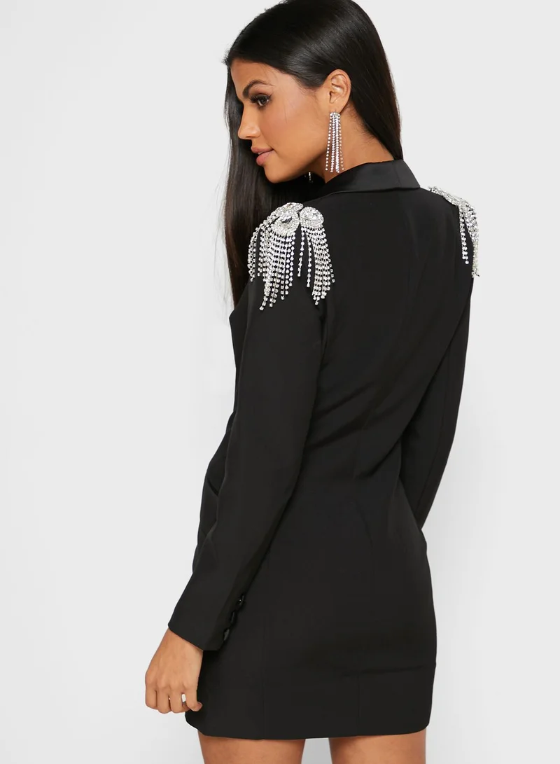 lavish alice Fringe Detail Blazer Dress