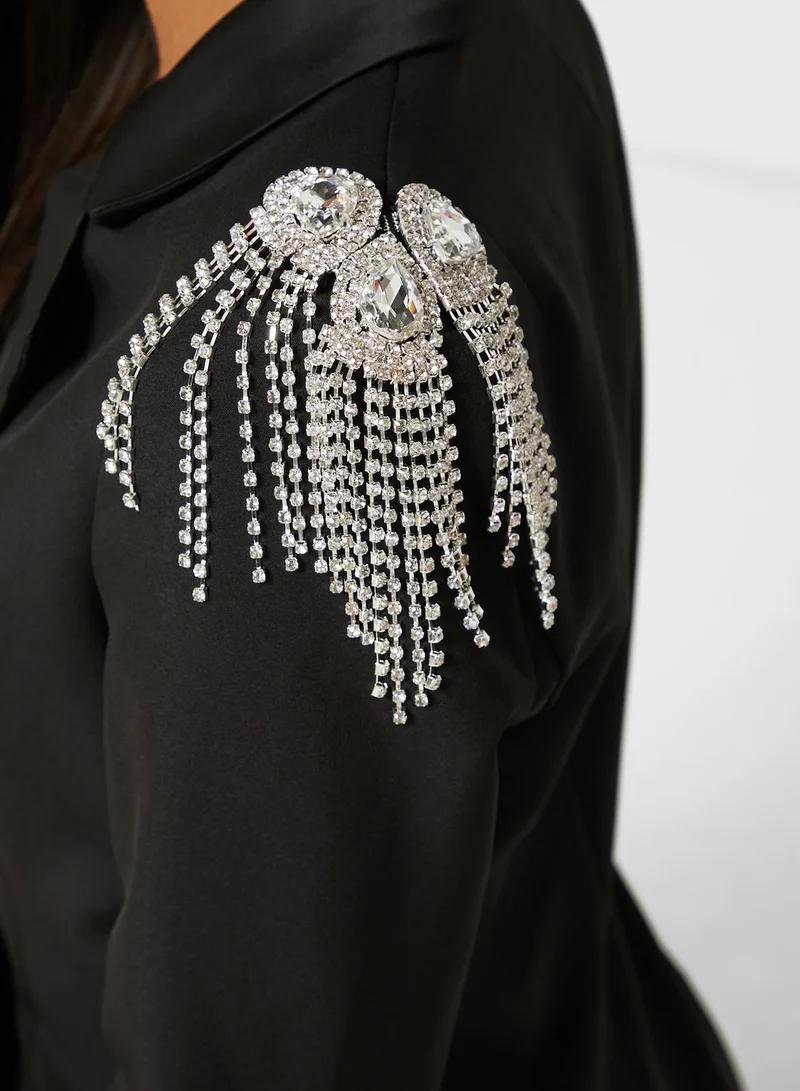 lavish alice Fringe Detail Blazer Dress