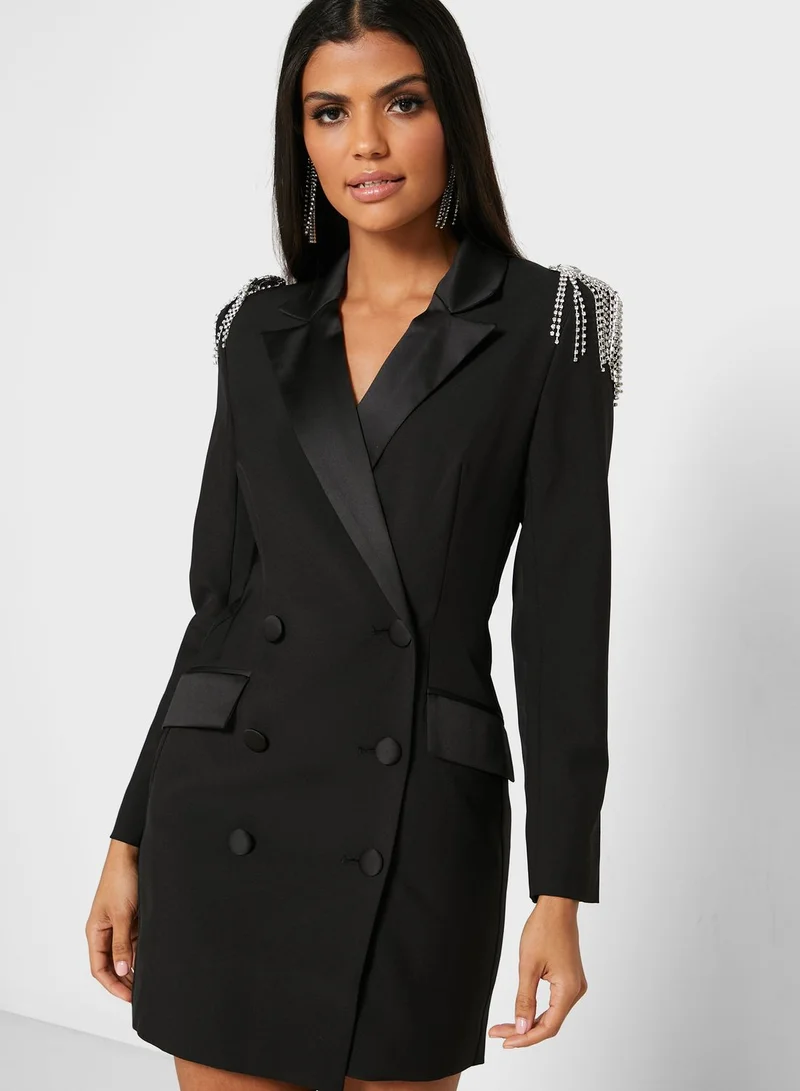 lavish alice Fringe Detail Blazer Dress