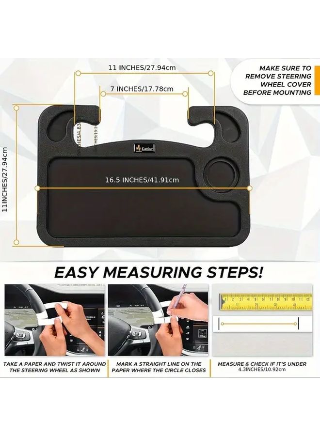 Black Car Seat Tray With Dual Tablet Holders And Condiment Shelves Durable Large For All Vehicles - Image 4