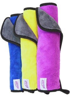 MOTRK microfiber cleaning cloth MOTRK, Microfiber Car Wash Towel Car Care Set Microfiber Car Drying Towel, High Absorption Reusable Kitchen Towel, Cleaning Cloth Car Accessories 3Pack (Purple)  - Image 3