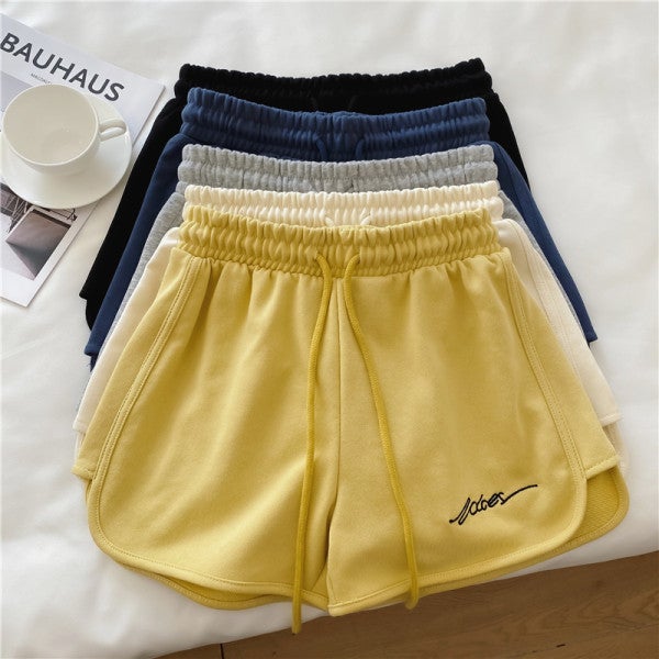 2024 Summer Womens Casual High Waist Yoga Shorts Yellow  - Image 5