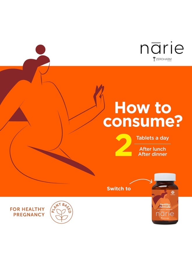 ZEROHARM Narie Fertility Formula Tablets | Natural Conception | Healthy Pregnancy | Prevents Pregnancy Complications | Shatavari, Jivanti, Shivalingi, Chaste Berry & Black Cohosh | 120 Veg Tablets - Image 2