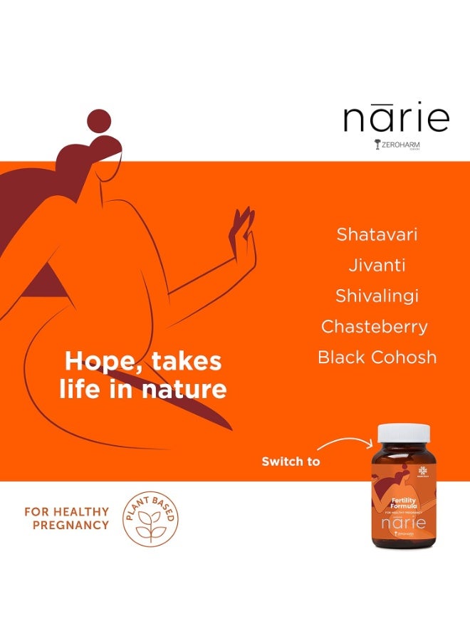 ZEROHARM Narie Fertility Formula Tablets | Natural Conception | Healthy Pregnancy | Prevents Pregnancy Complications | Shatavari, Jivanti, Shivalingi, Chaste Berry & Black Cohosh | 120 Veg Tablets - Image 3