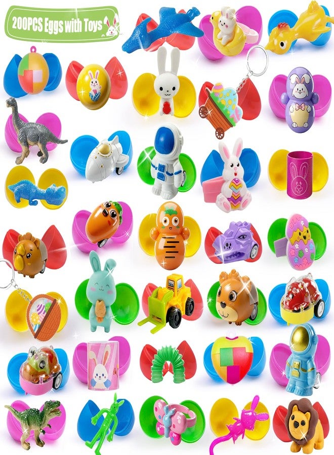SQZUWIT 200 Pcs Prefilled Easter Eggs Filled with Toys Inside for Kids Boys Girls Pre-filled Easter Hunt Basket Stuffers Essentials Fillers Party Favors Classroom Prize Supplies - Image 1