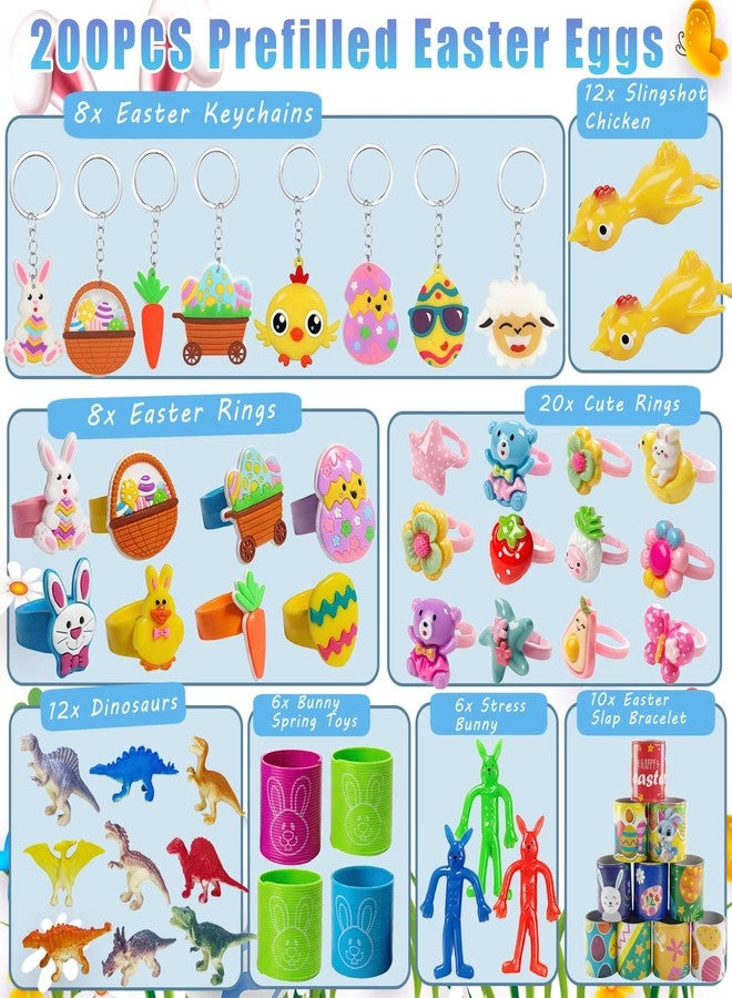 SQZUWIT 200 Pcs Prefilled Easter Eggs Filled with Toys Inside for Kids Boys Girls Pre-filled Easter Hunt Basket Stuffers Essentials Fillers Party Favors Classroom Prize Supplies - Image 2