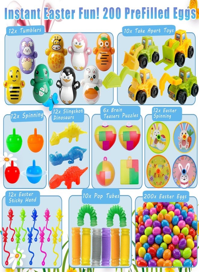 SQZUWIT 200 Pcs Prefilled Easter Eggs Filled with Toys Inside for Kids Boys Girls Pre-filled Easter Hunt Basket Stuffers Essentials Fillers Party Favors Classroom Prize Supplies - Image 4