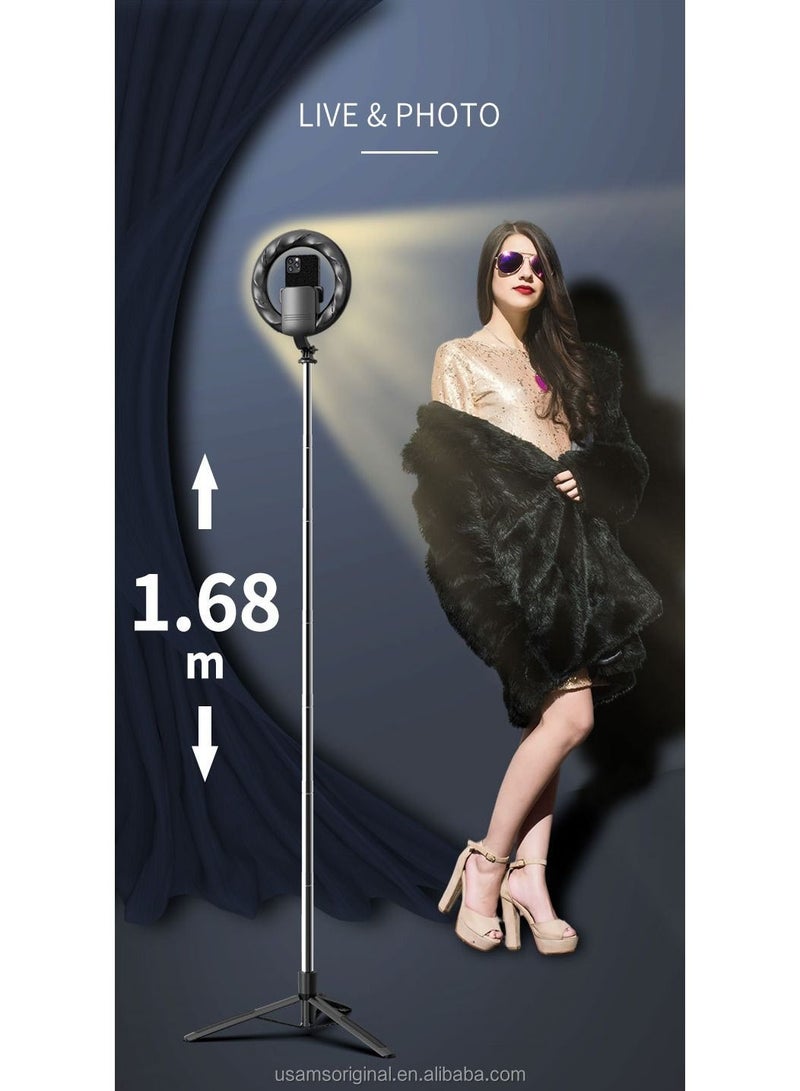 أوسامس USAMS US-ZB241 مصباح حلقي LED مقاس 8 بوصات للتصوير الفوتوغرافي بفيديو مباشر للاستوديو مع حامل ثلاثي القوائم وجهاز تحكم عن بعد لاسلكي - Image 5