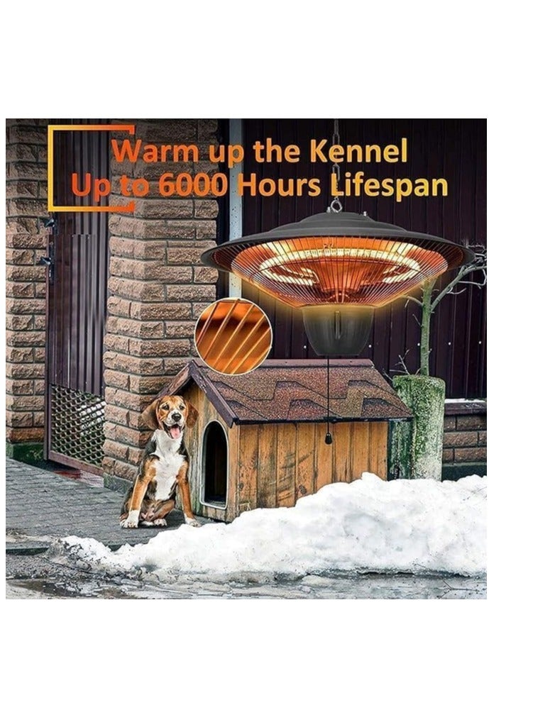 Pull Line Electric Patio Heater – Hanging Ceiling Mounted Halogen Space Heater | Fast Heating, Weatherproof Infrared Heater for Indoor & Outdoor Use - Image 3