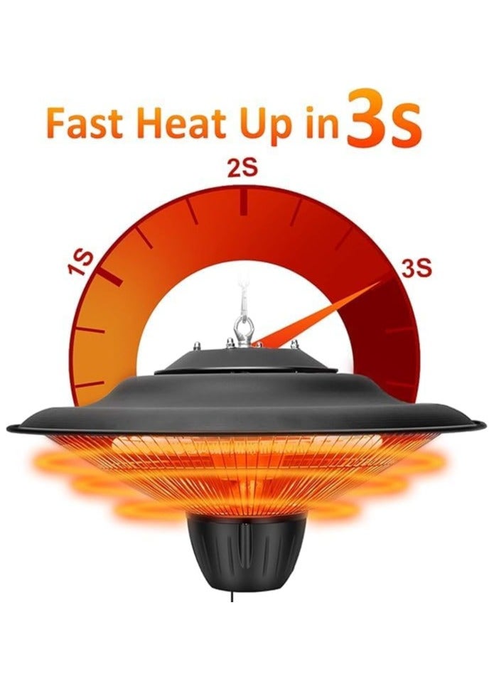 Pull Line Electric Patio Heater – Hanging Ceiling Mounted Halogen Space Heater | Fast Heating, Weatherproof Infrared Heater for Indoor & Outdoor Use - Image 4