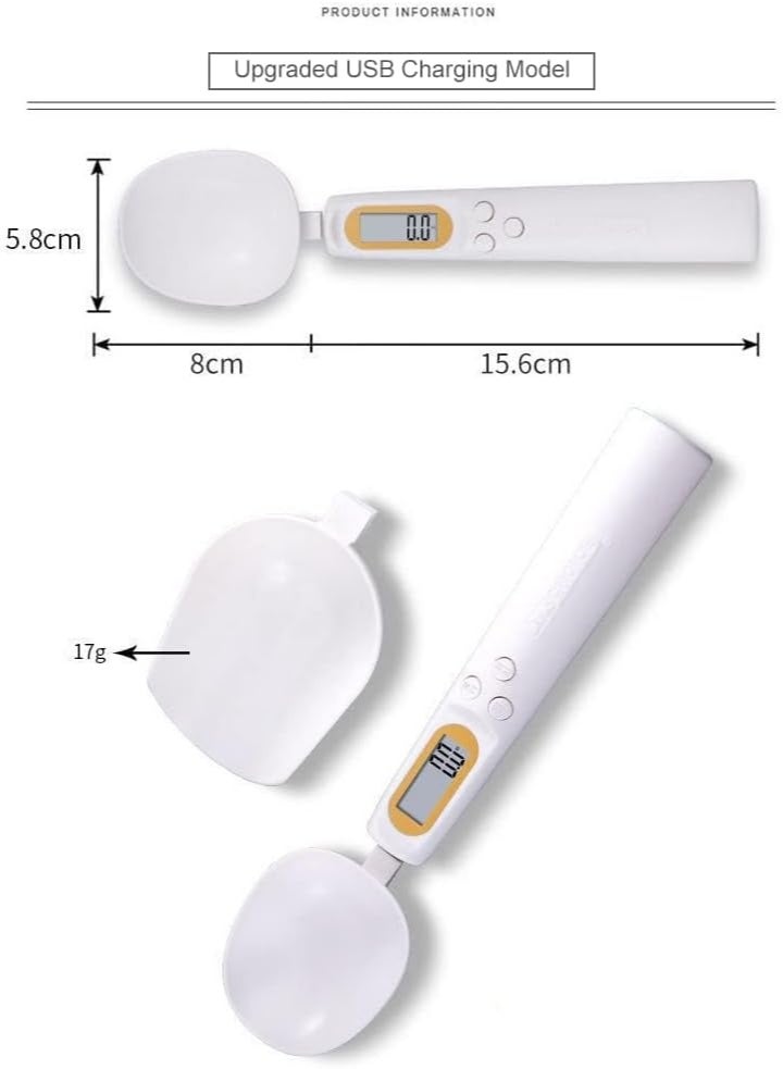 PAKCHOICE Digital Measuring Spoon, Electronic Measuring Spoon Scale 500g / 0.1g, Small Baking Scale with LCD Display, for Food, Spice, Weights up to 500g (USB Charging) - Image 4