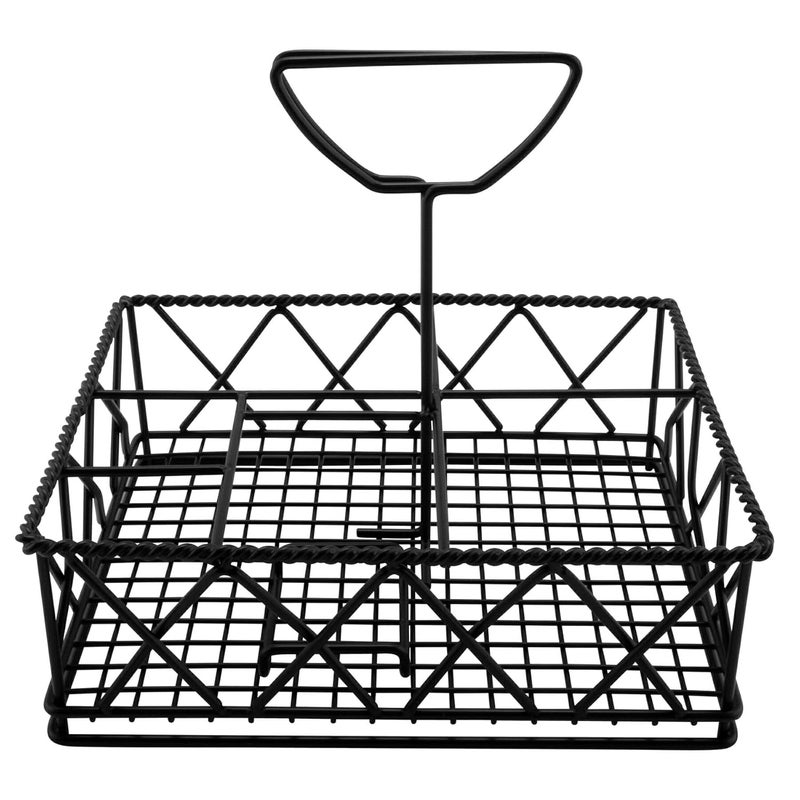 Get Get 4931832 Black Metal Five Compartment Condiment Caddy Iron Powder Coated Table Caddies Collection 9 x 7 Pack of 12  - Image 2