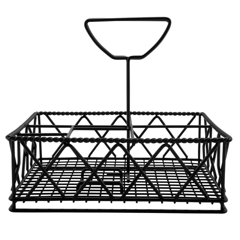 Get Get 4931832 Black Metal Five Compartment Condiment Caddy Iron Powder Coated Table Caddies Collection 9 x 7 Pack of 12  - Image 4