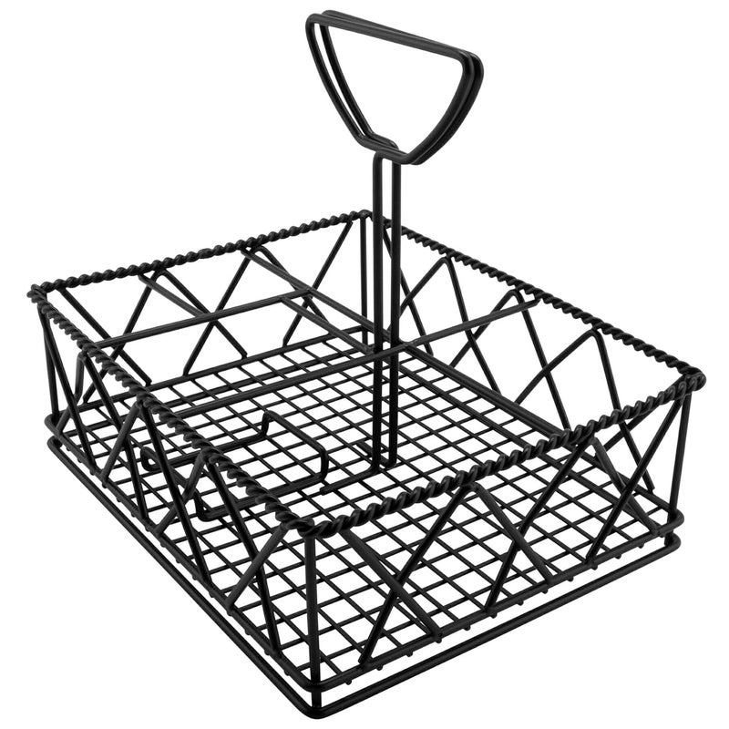 Get Get 4931832 Black Metal Five Compartment Condiment Caddy Iron Powder Coated Table Caddies Collection 9 x 7 Pack of 12  - Image 5
