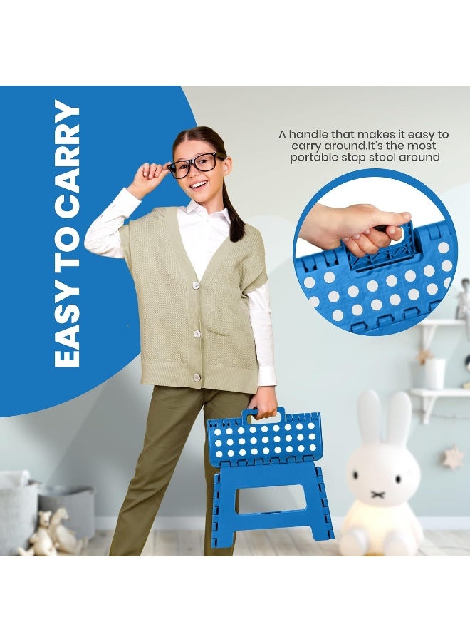 Utopia Home Utopia Home Foldable Step Stool for Kids - 11 Inches Wide and 9 Inches Tall - Blue and White - Holds Up to 300 lbs - - Image 4