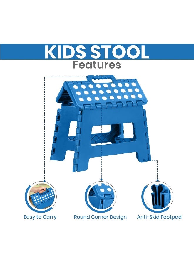 Utopia Home Utopia Home Foldable Step Stool for Kids - 11 Inches Wide and 9 Inches Tall - Blue and White - Holds Up to 300 lbs - - Image 3