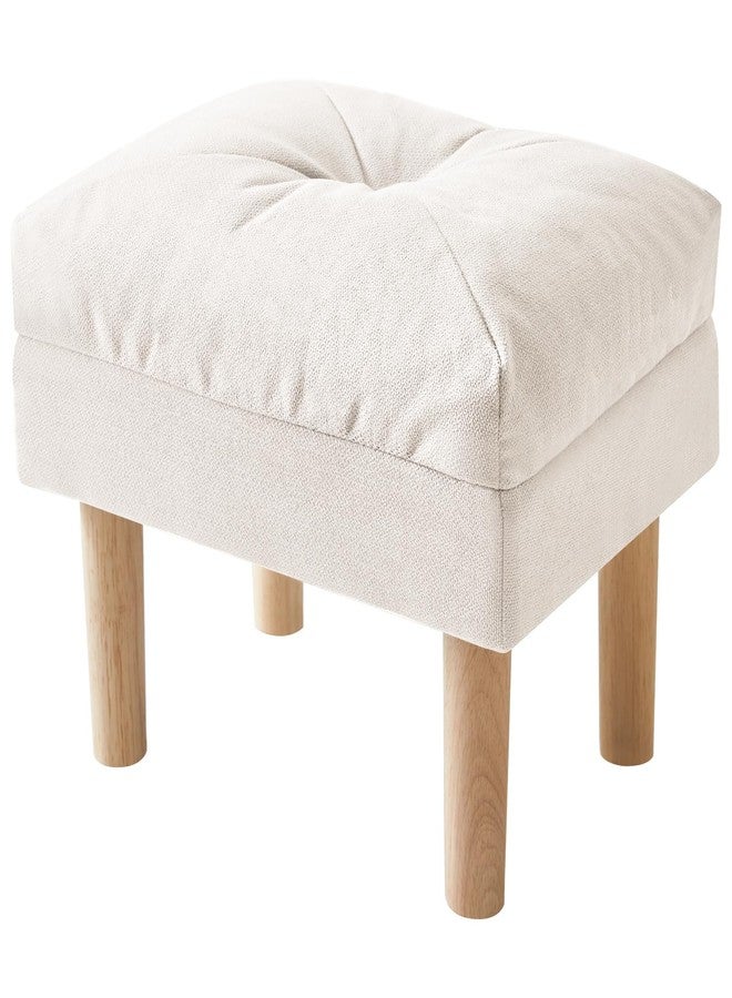 YMYNY 15.75" Small Footstool Ottoman, Footrest with Sponge Padded Seat, Step Stool for Sofa, Bedroom, Living Room, Entryway, Modern Change Shoes Stool, Wood Legs, Beige, UHBD023M - Image 1