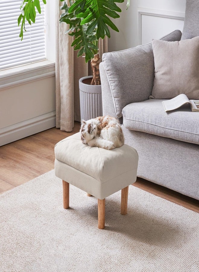 YMYNY 15.75" Small Footstool Ottoman, Footrest with Sponge Padded Seat, Step Stool for Sofa, Bedroom, Living Room, Entryway, Modern Change Shoes Stool, Wood Legs, Beige, UHBD023M - Image 4