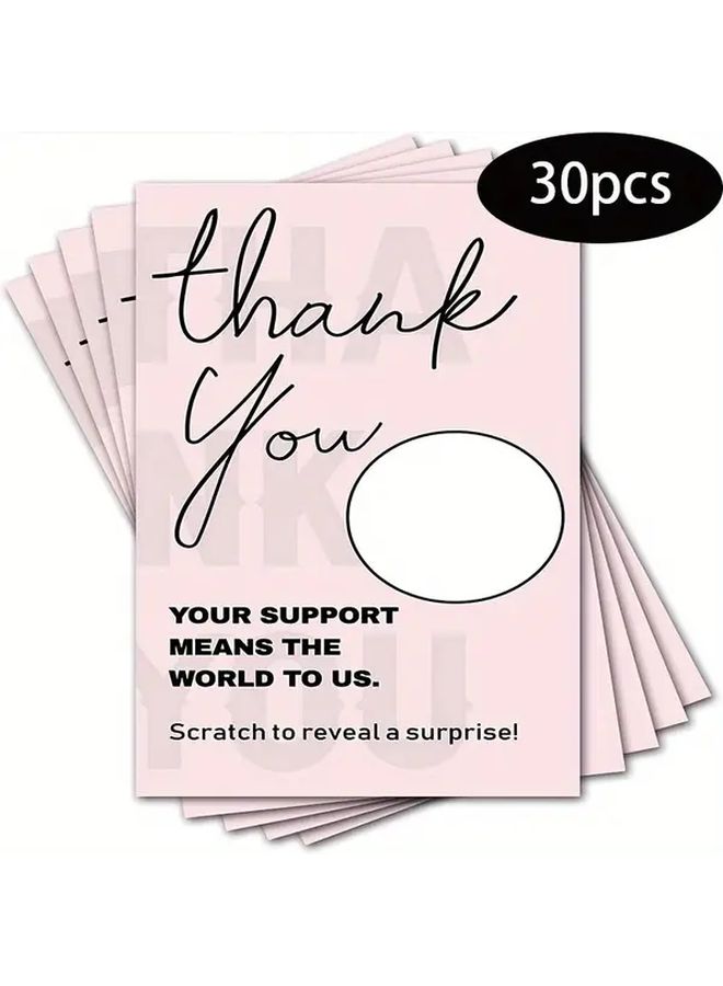 30 Pcs Scratch Off Thank You Cards With 30 Pcs Labels For Spa Salon Beauty Christmas Birthday Holidays Weddings Bridal Baby Showers Blank Gift Vouchers For Small Businesses Restaurants - Image 1