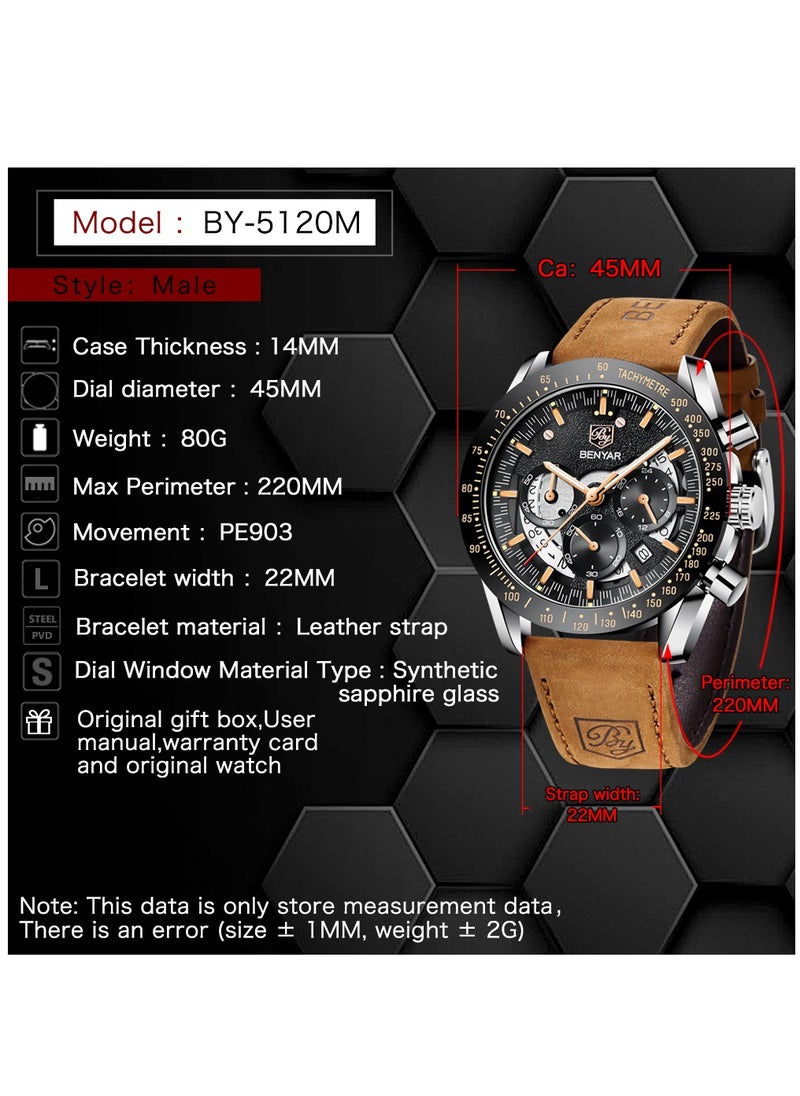 Watches for Men Quartz Watch Leather Waterproof Chronograph Watch 5120 - pzsku/ZE7524BF61C2C3B3A82CBZ/45/_/1710560328/c2dd185a-b2e3-457e-b834-7d5332211501