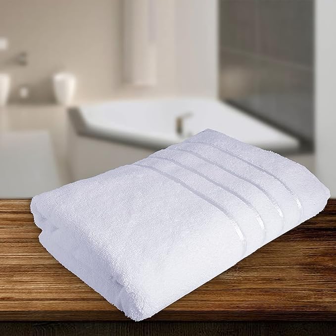 DRYHUG Towels for Bath Large Size Microfiber Towels for Bath Towel Set of 1 400 GSM 70 x 140 cm White Bath Towels for Men Women Kids Gym Towel Perfect for Everyday Use - Image 1