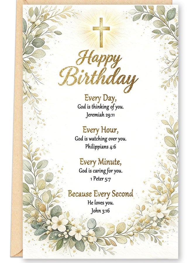 FANCYLUCKY Religious Birthday Card with Bible Verse, Christian Birthday Card for Women Men, Faith Based Birthday Card - Image 1
