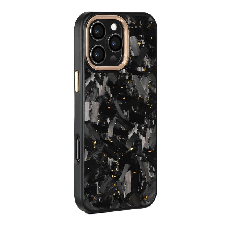 MS غطاء واقي بCarbon Fiber Texture لـ iPhone 12 Pro مع مقاوم للصدمات وحماية من السقوط مع مقاوم للصدمات مع مقاوم للخدش باللون Gold باللون الذهبي - Image 1