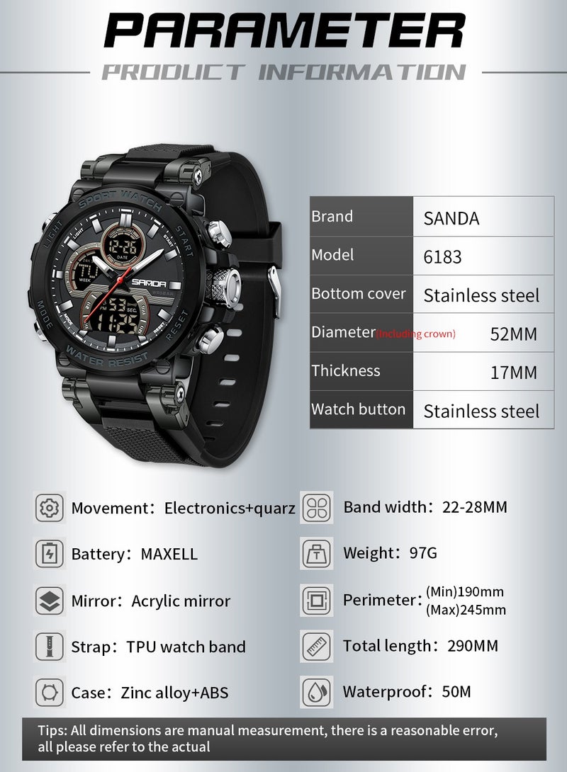 Sanda Fashion Men's Electronic Watch Personalized Sports Multi functional Waterproof Night Light Men's Electronic Watch - Image 4