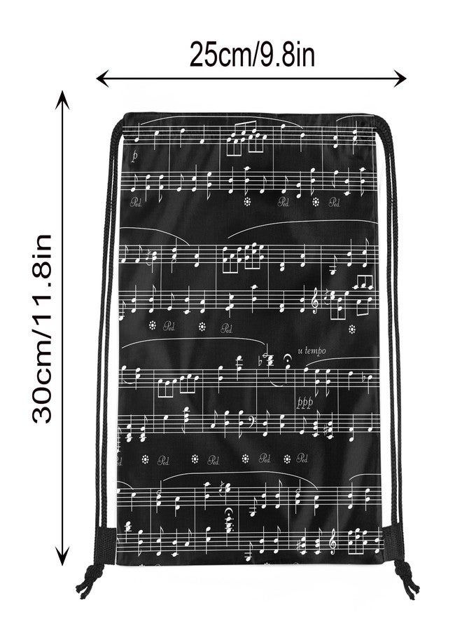 12 Pcs Black & White Sheet Music Drawstring Bag Set Music Note Theme Backpack Storage Bag Ideal for Travel, Fitness, and Everyday Use, 2 Design - Image 2