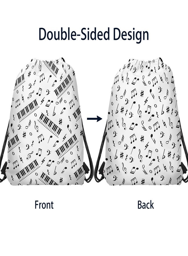 12 Pcs Black & White Sheet Music Drawstring Bag Set Music Note Theme Backpack Storage Bag Ideal for Travel, Fitness, and Everyday Use, 2 Design - Image 3