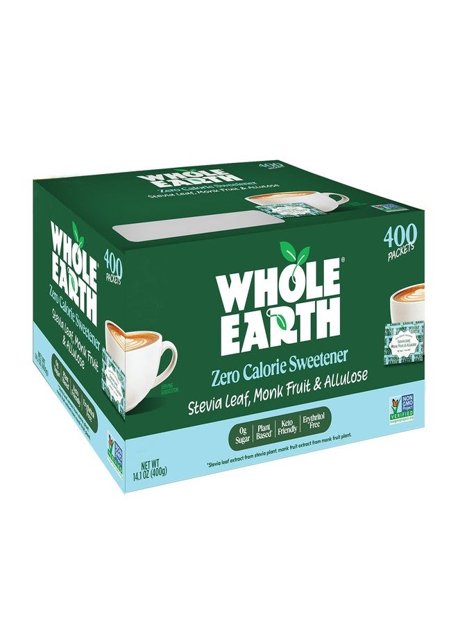 Whole Earth Zero Calorie Stevia, Monk Fruit & Allulose Sweetener Packets, Zero Calorie Sugar Substitute, Keto-Friendly, Non-GMO, No Erythritol, Erythritol-Free, Pouch, 400 Count - Image 1