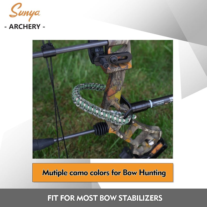 Sunya Archery Bow Wrist Sling, 550 Paracord Strap Comfortable on Hand.100% Full Grain Leather Yoke, Multiple Camo Colors.Fit Compound Bow Stabilizer & Recurve. - Image 2