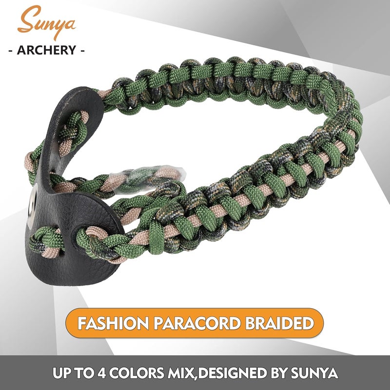 Sunya Archery Bow Wrist Sling, 550 Paracord Strap Comfortable on Hand.100% Full Grain Leather Yoke, Multiple Camo Colors.Fit Compound Bow Stabilizer & Recurve. - Image 4