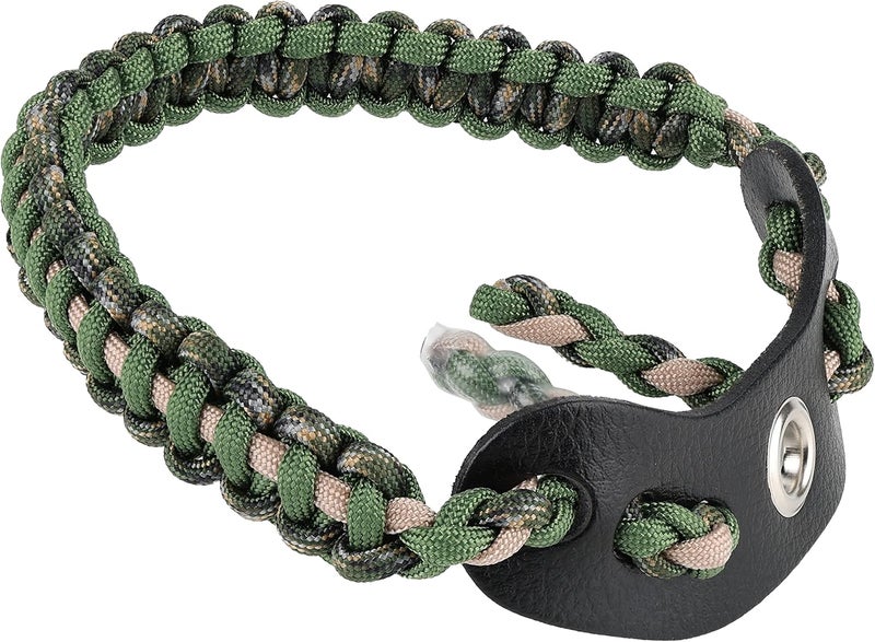 Sunya Archery Bow Wrist Sling, 550 Paracord Strap Comfortable on Hand.100% Full Grain Leather Yoke, Multiple Camo Colors.Fit Compound Bow Stabilizer & Recurve. - Image 1