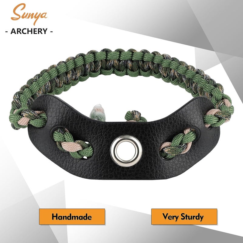 Sunya Archery Bow Wrist Sling, 550 Paracord Strap Comfortable on Hand.100% Full Grain Leather Yoke, Multiple Camo Colors.Fit Compound Bow Stabilizer & Recurve. - Image 5