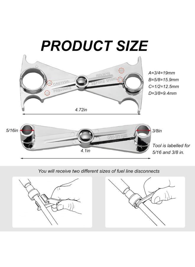 Wevdn 2PCS Fuel Line Disconnect Tool, 3/4 5/8 1/2 3/8 Inch & 3/8 5/16 Inch Fuel Filter Removal Tool for Quick Disconnection, Multi-Purpose Scissor Fuel Line Wrench Fit Cars Truck SUV - Image 2