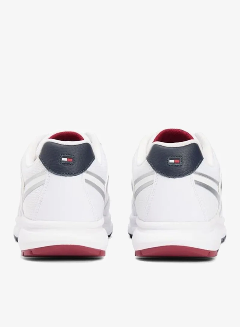 Tommy Hilfiger White Logo Mixed Texture Cleat Sneakers for Men | Best Price UAE