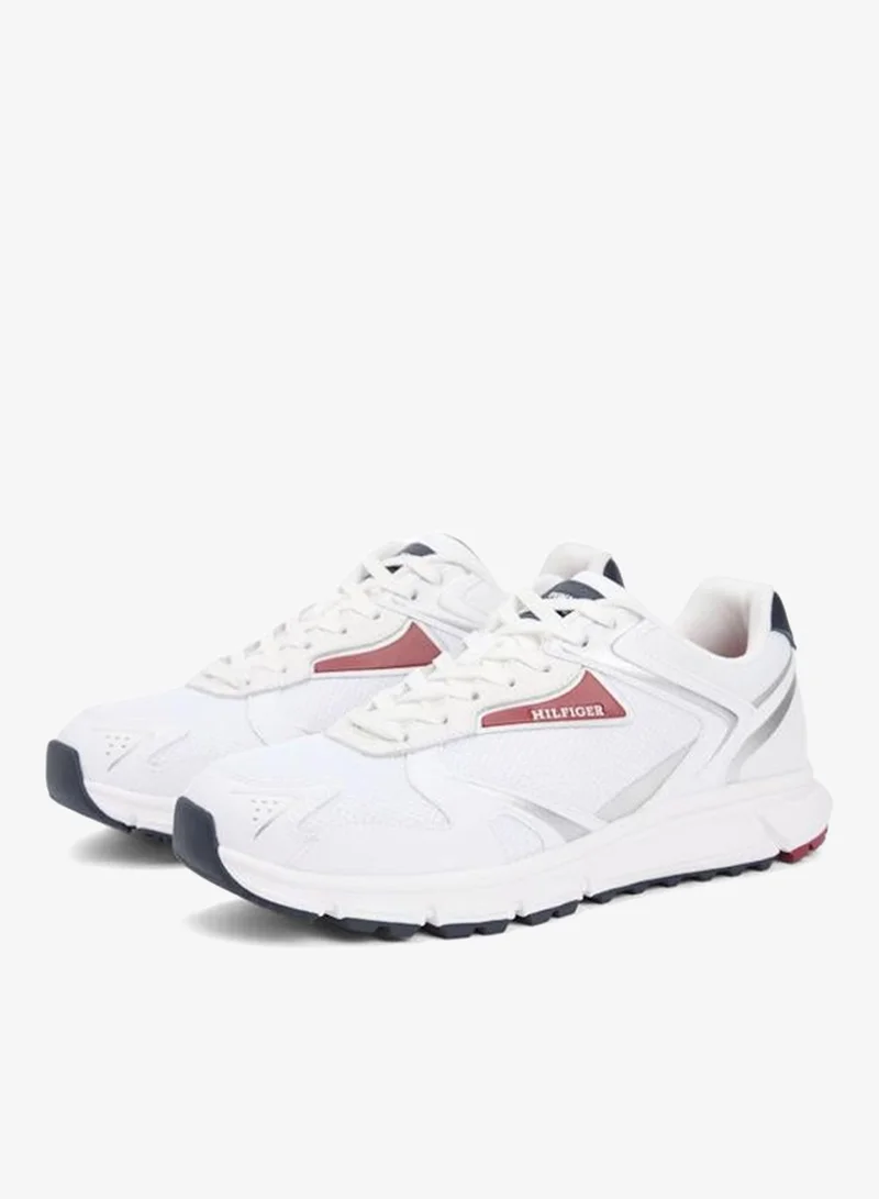 Tommy Hilfiger White Logo Mixed Texture Cleat Sneakers for Men | Best Price UAE