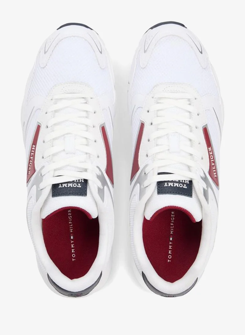 Tommy Hilfiger White Logo Mixed Texture Cleat Sneakers for Men | Best Price UAE