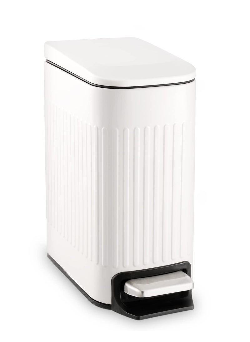 Arabest Slim Bathroom Trash Can with Lid Soft Close, 6 Liter/1.6 Gallon Stainless Steel Small Garbage Can with Removable Inner Bucket, Step Pedal, Slim Wastebasket for Toilet, Office, Bedroom  - Image 1