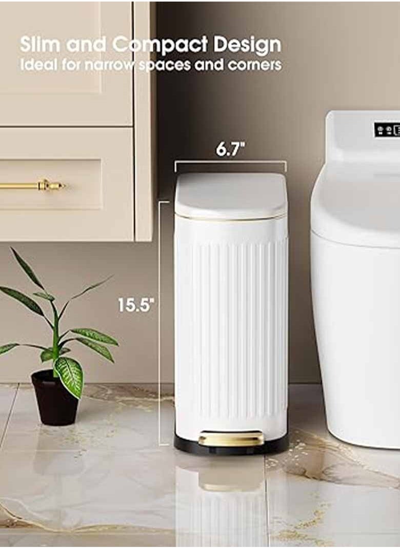 Arabest Slim Bathroom Trash Can with Lid Soft Close, 6 Liter/1.6 Gallon Stainless Steel Small Garbage Can with Removable Inner Bucket, Step Pedal, Slim Wastebasket for Toilet, Office, Bedroom  - Image 5