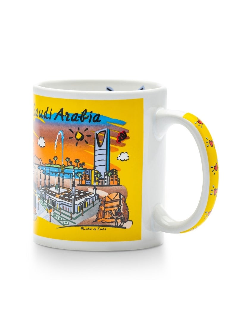 قفتات كوب تذكاري أصفر أحب السعودية بمعالم المملكة - Image 2