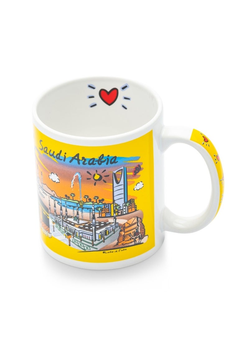 قفتات كوب تذكاري أصفر أحب السعودية بمعالم المملكة - Image 5