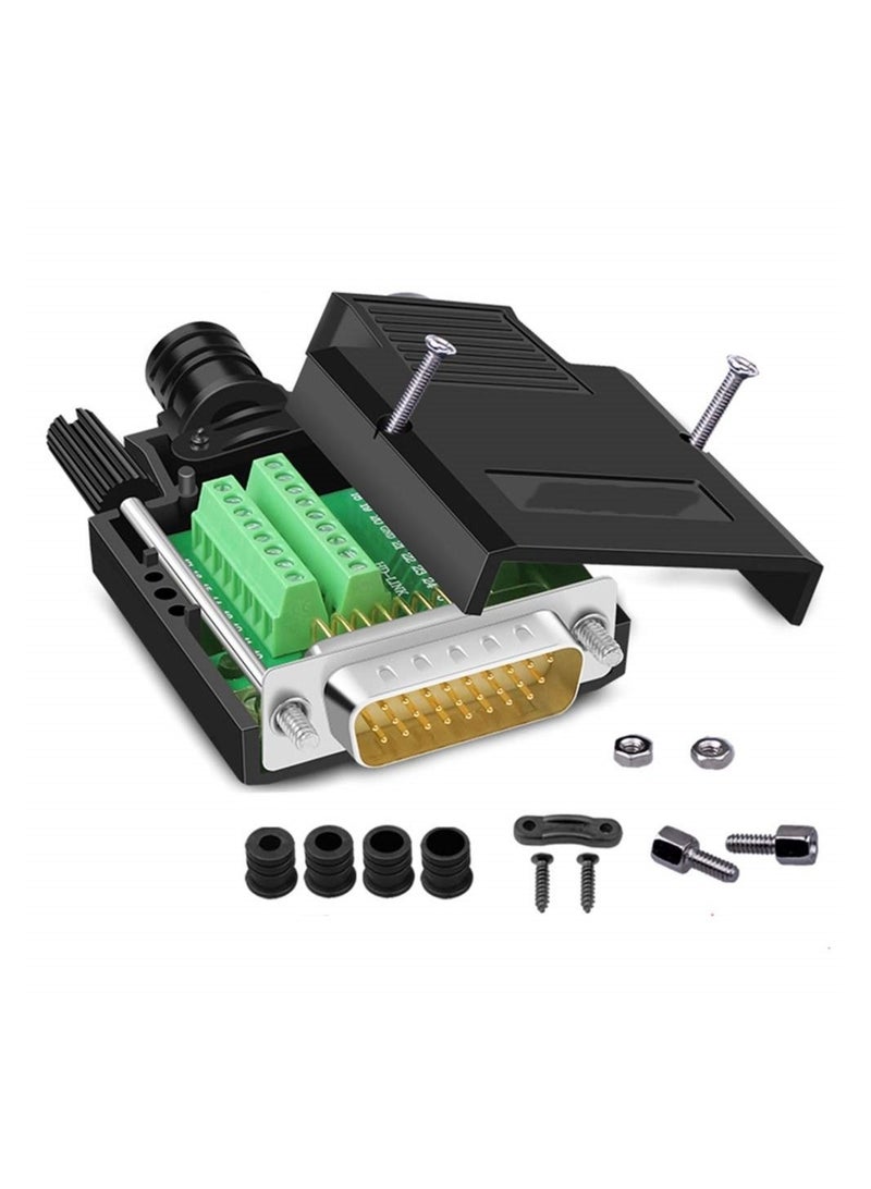 Captaintech DB26 Female Solderless Breakout Connector, Solderfree RS232 D-SUB Serial to 26-Pin Port Terminal Male Adapter Pure Copper Core Gold Plated Connector with Case - Image 1