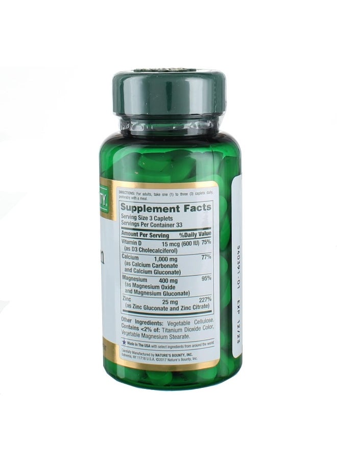 NATURE'S BOUNTY Calcium Magnesium Zinc + D3 - 100 Caplets, Packaging May Vary  - Image 2
