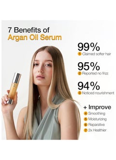 GK Hair Smoothing Serum (1.69 Fl. Oz/50ml) Organic Argan Oil Hydrating Strength Shine Dry Damaged Repair Anti Frizz Moistures Nourishment Weightless Styling All Hair Types  - Image 5