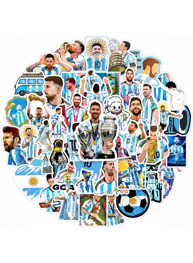 NIBEMINENT 50 Pcs Messi Argentina Star Deco Kit Waterproof Stickers, High Definition Printing Bright Colors, Suitable for Laptop Skateboard Luggage Water Bottle Guitar DIY - Image 2