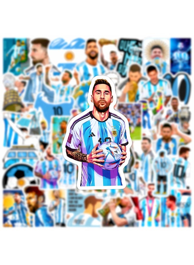NIBEMINENT 50 Pcs Messi Argentina Star Deco Kit Waterproof Stickers, High Definition Printing Bright Colors, Suitable for Laptop Skateboard Luggage Water Bottle Guitar DIY - Image 3