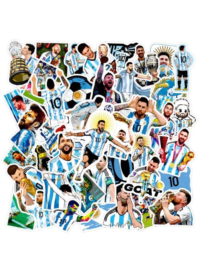 NIBEMINENT 50 Pcs Messi Argentina Star Deco Kit Waterproof Stickers, High Definition Printing Bright Colors, Suitable for Laptop Skateboard Luggage Water Bottle Guitar DIY - Image 1